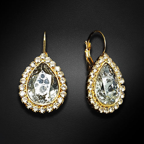 Auskarai "Debesų Lašas (Sidabrinė Patina)" su Swarovski™ kristalais